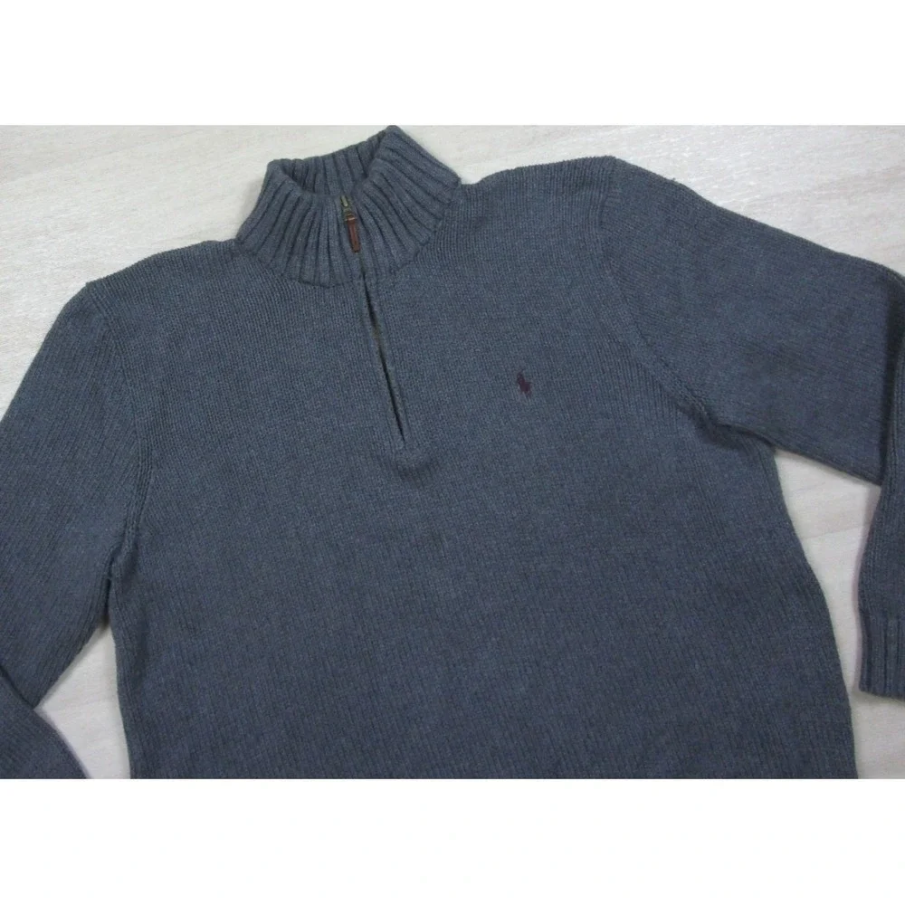 Vintage 90s POLO Ralph Lauren Cotton 1/4 Zip Sweater Men's (XL) Preppy Y2K